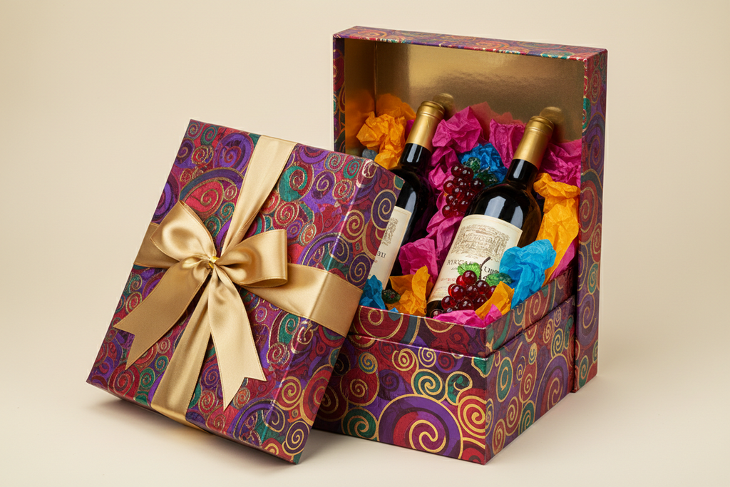 make a colorful wine giftbox 